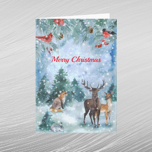 Cartes Pour Fêtes Annuelles Aquarelle de faune bleue de Noël