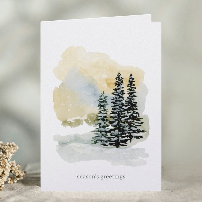 Cartes Pour Fêtes Annuelles Aquarelle de forêt d'hiver enchantée (Créateur téléchargé)