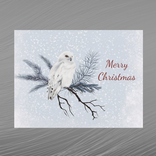 Cartes Pour Fêtes Annuelles Aquarelle de la branche du pin blanc de Noël (Créateur téléchargé)