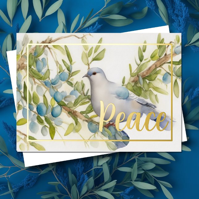 Cartes Pour Fêtes Annuelles Aquarelle de la colombe sur la paix de la branche  (Créateur téléchargé)