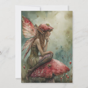 Cartes Pour Fêtes Annuelles Aquarelle de la fée des champignons