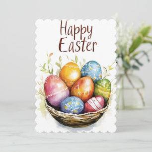 Cartes Pour Fêtes Annuelles Aquarelle de l'oeuf de Pâques mignonne simple