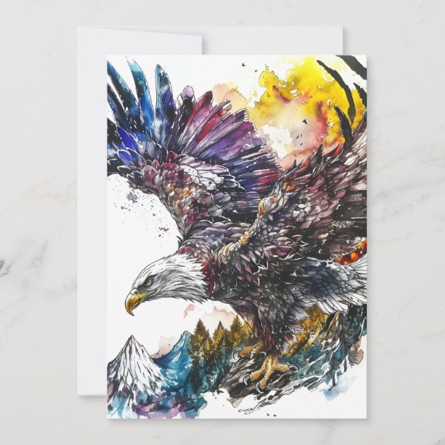 Cartes Pour Fêtes Annuelles Aquarelle de Mountain Majesty Eagle (Devant)