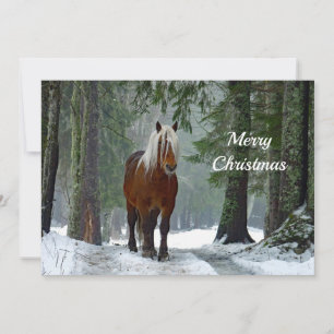 Cartes Pour Fêtes Annuelles Aquarelle de neige de la forêt de cheval Apparteme