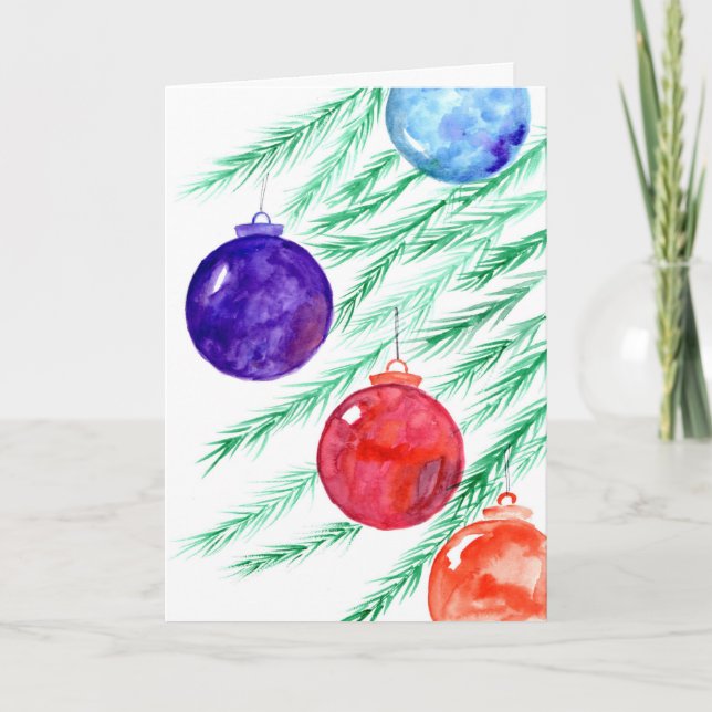 Cartes Pour Fêtes Annuelles Aquarelle de Noël (Devant)