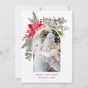 Cartes Pour Fêtes Annuelles Aquarelle de Noël Arc moderne Photo florale