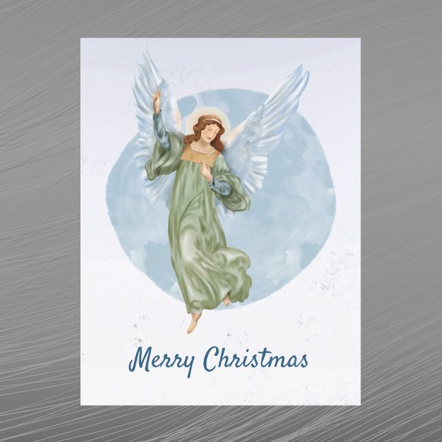 Cartes Pour Fêtes Annuelles Aquarelle de Noël Blue Angel (Créateur téléchargé)
