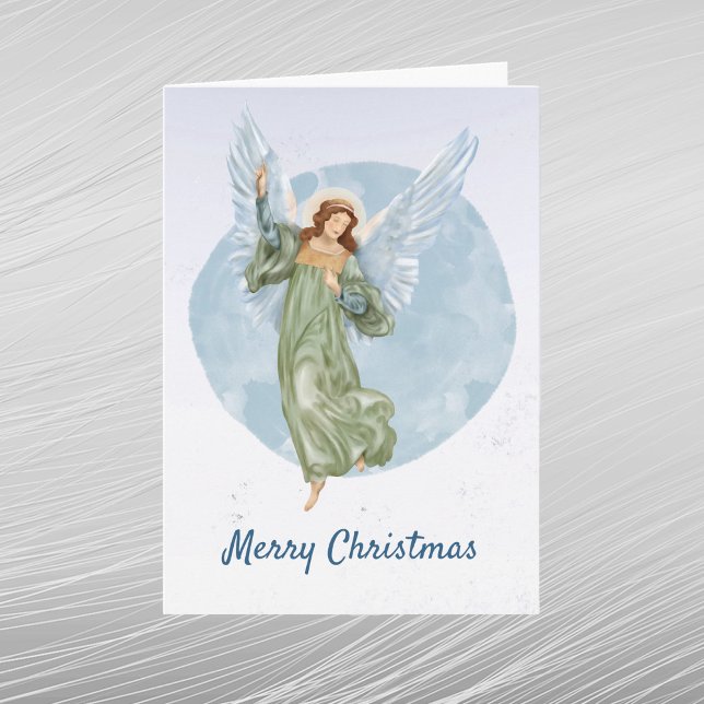 Cartes Pour Fêtes Annuelles Aquarelle de Noël Blue Angel (Créateur téléchargé)