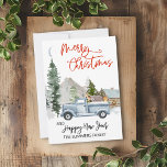 Cartes Pour Fêtes Annuelles Aquarelle de Noël Camion Vintage d'hiver Bois<br><div class="desc">This design may be personalized in the area provided by changing the Phoand/or text. Or it can be customized by choosing the click to customize further option and delete or change the color of the background, add text, change the text color style, or delete the text for an image only...</div>