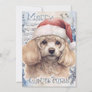 Cartes Pour Fêtes Annuelles Aquarelle de Noël de caniche d'hiver