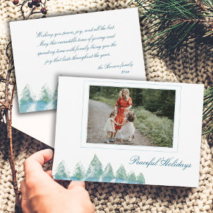 Cartes Pour Fêtes Annuelles Aquarelle de Noël de la forêt d'hiver paisible