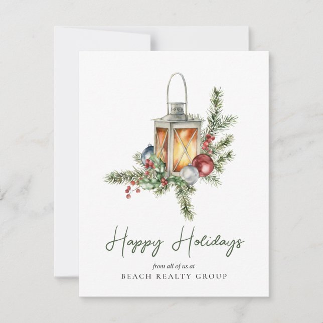 Cartes Pour Fêtes Annuelles Aquarelle de Noël du logo de l'entreprise (Devant)