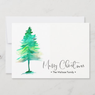 Cartes Pour Fêtes Annuelles Aquarelle de Noël en famille Pinetree, personnalis