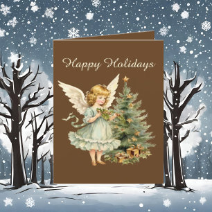 Cartes Pour Fêtes Annuelles Aquarelle de Noël festive Angel ajouter du texte