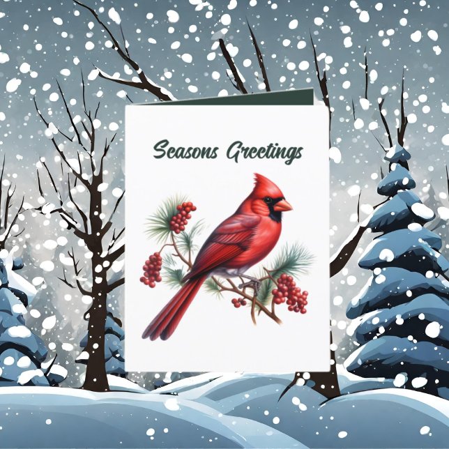 Cartes Pour Fêtes Annuelles Aquarelle de Noël festive cardinal ajouter du text (Créateur téléchargé)