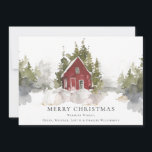Cartes Pour Fêtes Annuelles Aquarelle de Noël Forêt de pins neigeux Accueil<br><div class="desc">Envoyez cette carte "Joyeux Noël" à votre famille ou à vos amis pour leur souhaiter le meilleur de cette période de Noël. L'élégante aquarelle abrite une maison d'hiver confortable entourée de neiges et d'arbres forestiers. L'image est calme et tranquille, la parfaite représentation de la paix rustique. La carte peut être...</div>