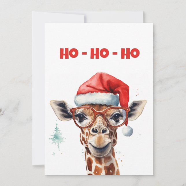 Cartes Pour Fêtes Annuelles Aquarelle de Noël Giraffe (Devant)