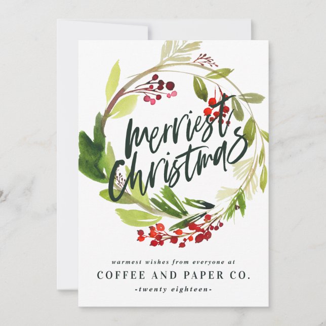 Cartes Pour Fêtes Annuelles Aquarelle de Noël la plus belle entreprise (Devant)