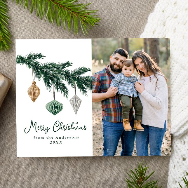 Cartes Pour Fêtes Annuelles Aquarelle de Noël Ornements Photo (Créateur téléchargé)