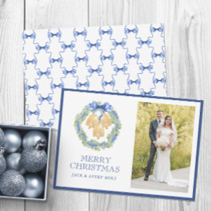 Cartes Pour Fêtes Annuelles Aquarelle de Noël ou Mariage Bells Photo