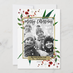 Cartes Pour Fêtes Annuelles Aquarelle de Noël Photo florale moderne