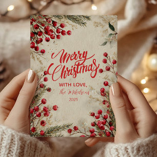 Cartes Pour Fêtes Annuelles Aquarelle de Noël rouge et blanc