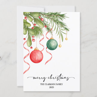 Cartes Pour Fêtes Annuelles Aquarelle de Noël Verdure Wreath Noël