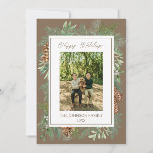 Cartes Pour Fêtes Annuelles Aquarelle de Noël Vert Taupe botanique