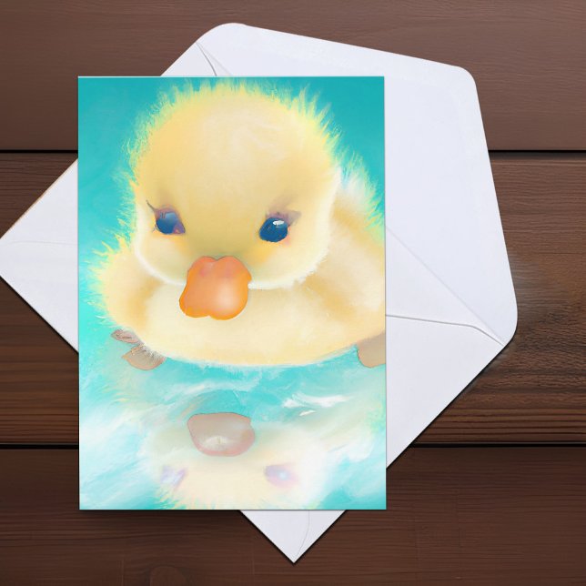 Cartes Pour Fêtes Annuelles Aquarelle de Pâques mignonne Canard Fuzzy Jaune Du (Créateur téléchargé)
