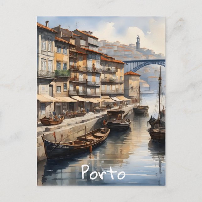 Cartes Pour Fêtes Annuelles Aquarelle de Porto (Devant)
