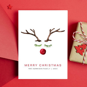 Cartes Pour Fêtes Annuelles Aquarelle de rennes Minimale Joyeux Noël