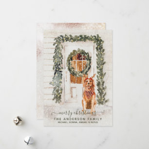 Cartes Pour Fêtes Annuelles Aquarelle de vacances de retriever doré vintage en