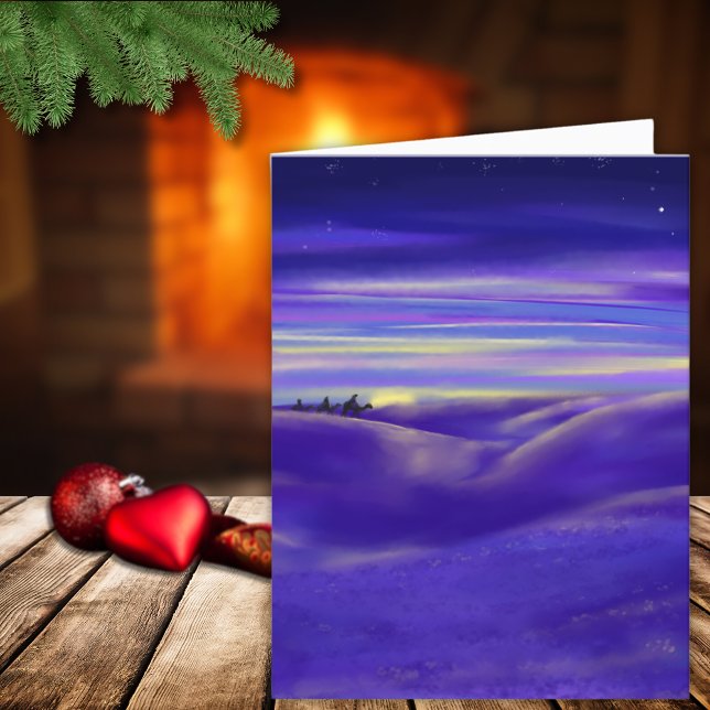 Cartes Pour Fêtes Annuelles Aquarelle des trois hommes (Three wise men modern christmas art custom holiday greetings card with bible quote inside)