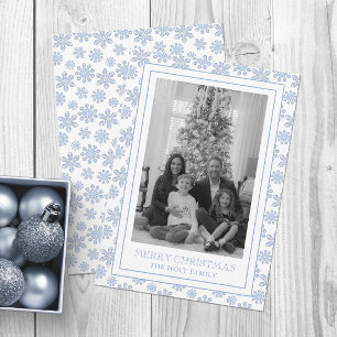 Cartes Pour Fêtes Annuelles Aquarelle Designer Blue Snowflics Noël