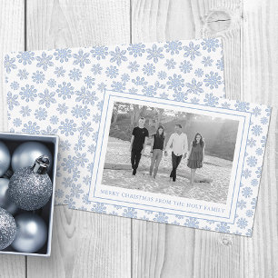 Cartes Pour Fêtes Annuelles Aquarelle Designer Blue Snowflics Noël