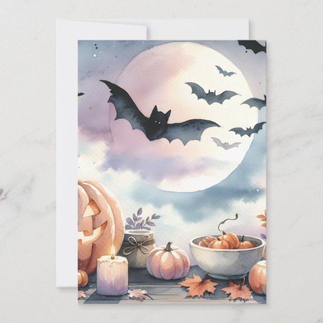 Cartes Pour Fêtes Annuelles Aquarelle d'Halloween (Devant)