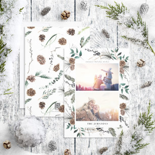 Cartes Pour Fêtes Annuelles Aquarelle d'hiver Dusty Botanical 2 Photo Holiday