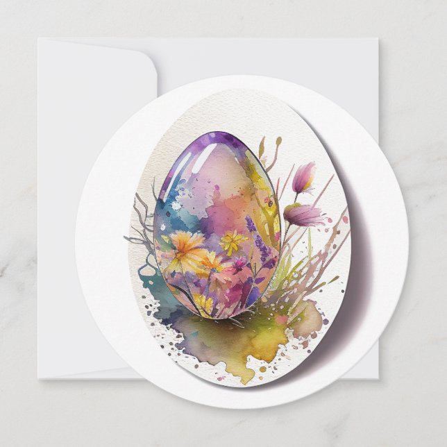 Cartes Pour Fêtes Annuelles Aquarelle d'oeuf de Pâques (Devant)
