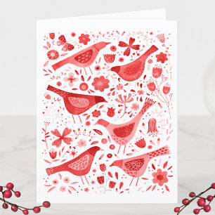 Cartes Pour Fêtes Annuelles Aquarelle d'oiseaux rouge