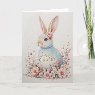 Cartes Pour Fêtes Annuelles Aquarelle douce Bunny Pâques doux Printemps vacanc