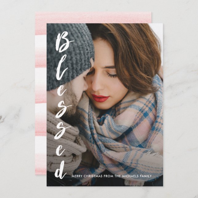 Cartes Pour Fêtes Annuelles Aquarelle douce simple et élégante Noël (Devant / Derrière)