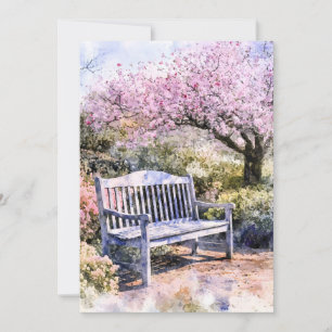 Cartes Pour Fêtes Annuelles Aquarelle du banc de fleurs de printemps