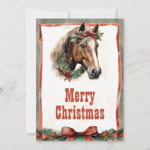 Cartes Pour Fêtes Annuelles Aquarelle du Cheval de Noël