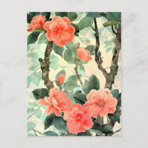 Cartes Pour Fêtes Annuelles Aquarelle du jardin de la Camelia