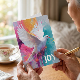 Cartes Pour Fêtes Annuelles Aquarelle éclaboussure lumineuse Colombe de Noël