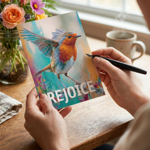 Cartes Pour Fêtes Annuelles Aquarelle éclaboussure lumineuse Robin Christmas