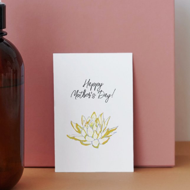 Cartes Pour Fêtes Annuelles Aquarelle élégante de lotus jaune pour la fête des (Créateur téléchargé)