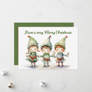 Cartes Pour Fêtes Annuelles Aquarelle elfe de Noël ajouter le texte