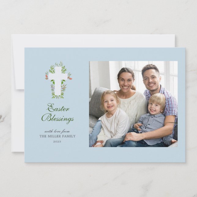 Cartes Pour Fêtes Annuelles Aquarelle et photo croisée Pâques (Devant)