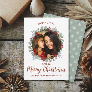 Cartes Pour Fêtes Annuelles Aquarelle et photo Joyeux Noël moderne